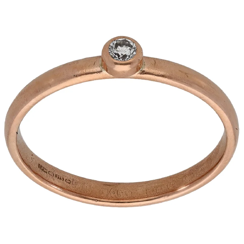 Uneven rings-9ct Rose Gold 0.07ct Diamond Solitaire Ring Size T