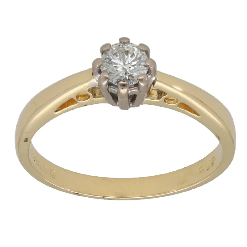 Spring band rings-18ct Gold 0.25ct Diamond Solitaire Ring Size L