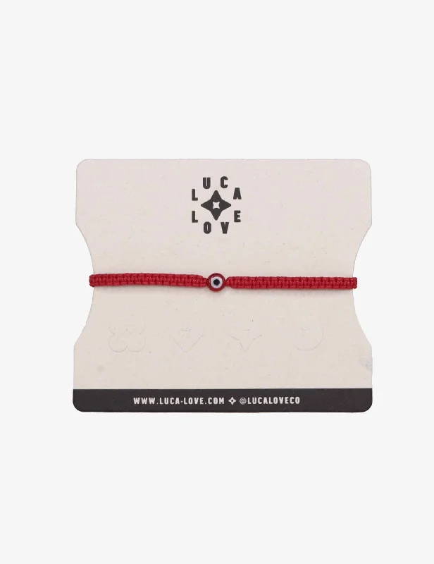 Stretch bangle bracelets-Kids Threaded Evil Eye in Red