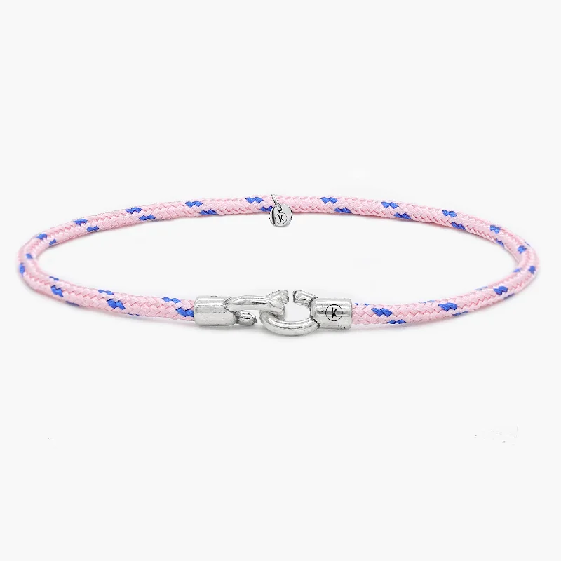 Malachite bangles-3m Sailing Cord With Sterling Silver Lock (Light Pink/Blue)