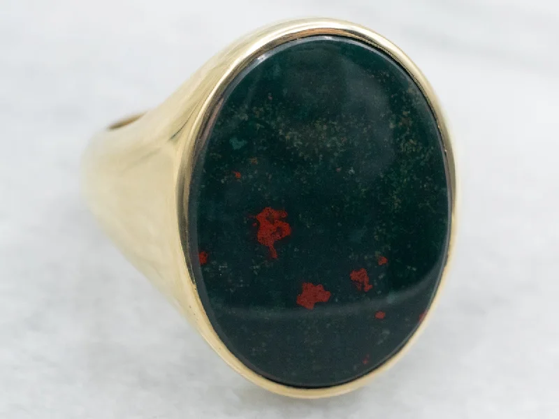 Vintage flair rings-Bloodstone and Gold Statement Ring