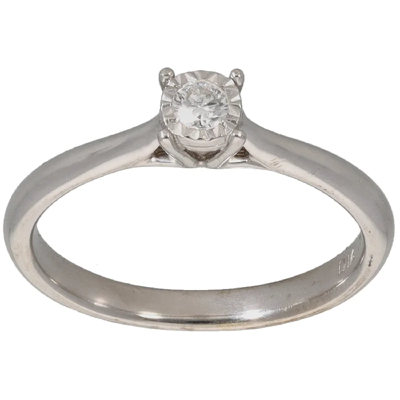 Wide stone rings-9ct White Gold 0.10ct Diamond Solitaire Ring Size O