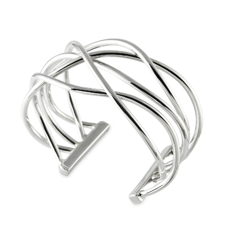 Hexagonal gem bangles-Crossover Wire Cuff