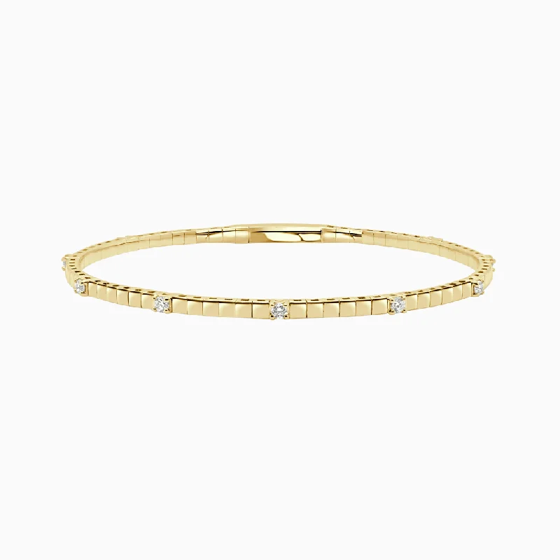 Satin finish bracelets-Diamond & Gold Bar Flex Bangle