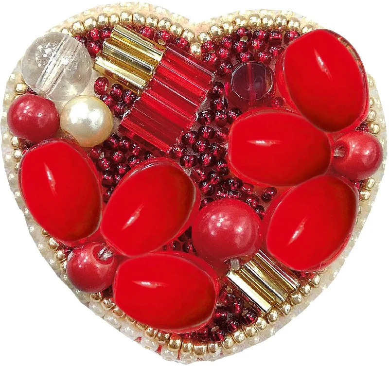 Painted enamel brooches-BP-200C Beadwork kit for creating brooch Crystal Art "Heart"