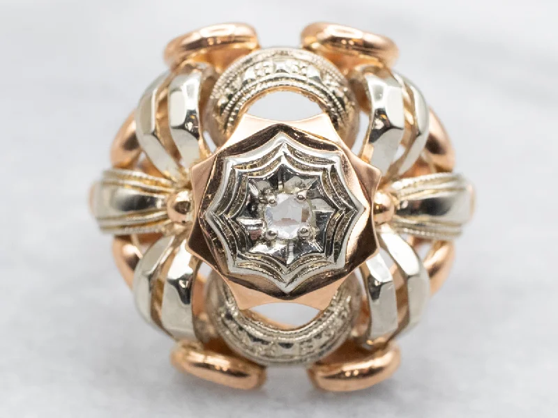 Daisy rings-Bold 1950s Rose Cut Diamond Statement Ring