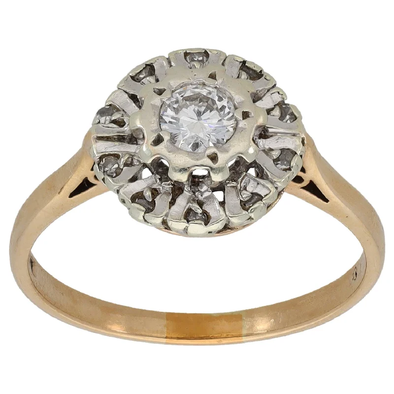 Hidden clasp rings-9ct Gold 0.25ct Diamond Cluster Ring Size P