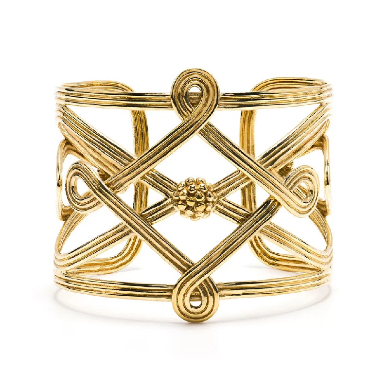 Thick gem bangles-Monique Compass Cuff - Gold