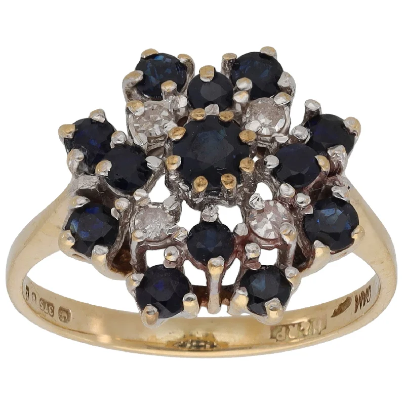 Tiny heart rings-9ct Gold Sapphire & 0.08ct Dress/Cocktail Ring Size P