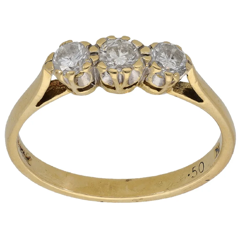 Circular design rings-18ct Gold 0.50ct Diamond Trilogy Ring Size N