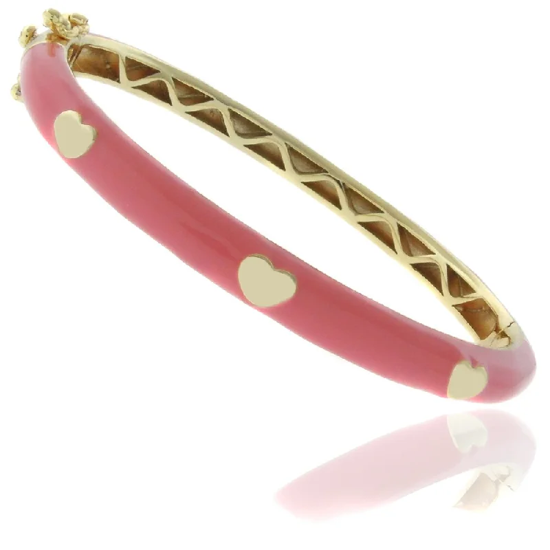 Celtic knot bangles-Molly and Emma 18k Gold Overlay Children's Enamel Heart Bangle