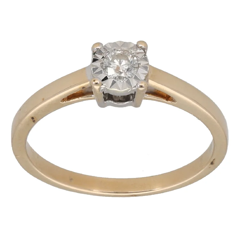 Fluid shape rings-9ct Gold 0.15ct Diamond Solitaire Ring Size L