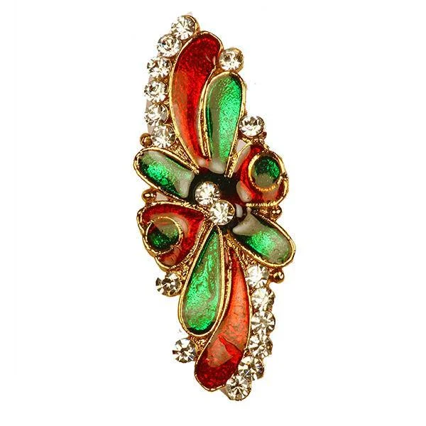 Ruby stone brooches-Kriaa Meenakari  Austrian Stone Stone Maroon & Green Saree Pin Brooch - 1500216