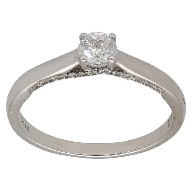 Rattan style rings-18ct White Gold 0.50ct Diamond Solitaire Ring With Accent Stones Size S