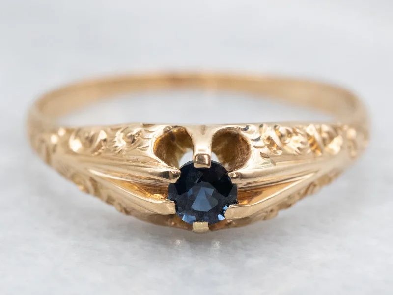 Linked design rings-Victorian Sapphire Solitaire Ring