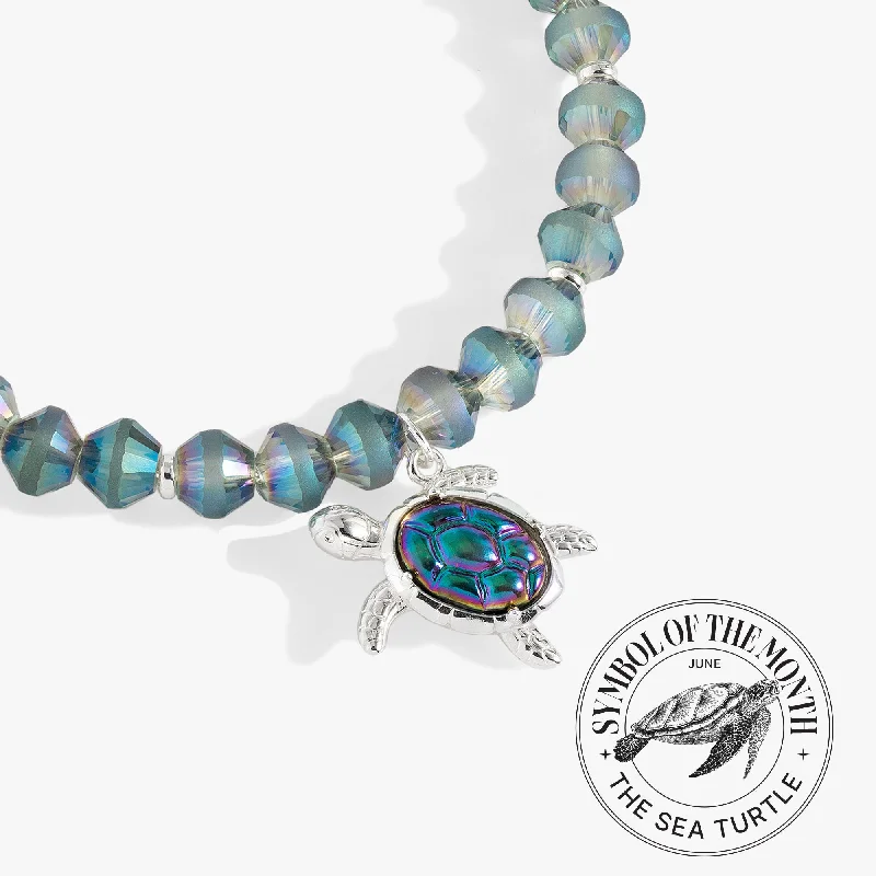 Open cuff bangles-Sea Turtle Beaded Bangle