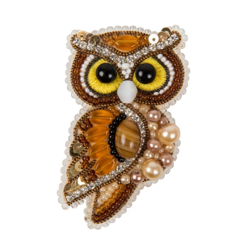 Artistic shape brooches-Beadwork kit for creating brooch Crystal Art Owl BP-346C