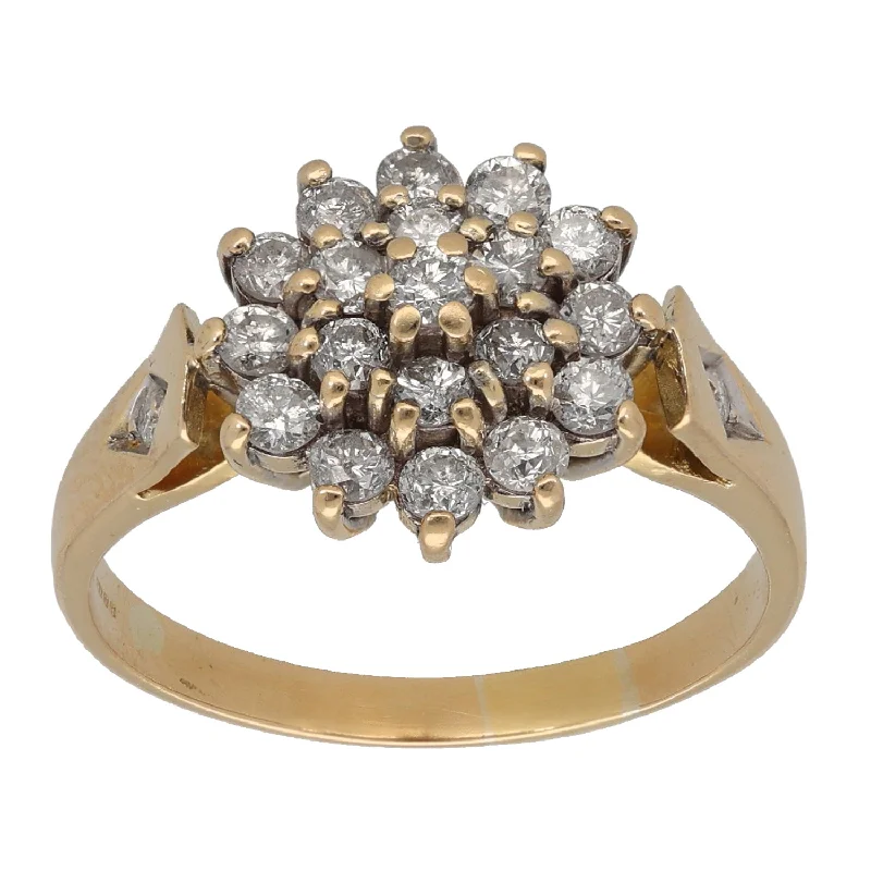 Regency style rings-18ct Gold 1.00ct Diamond Cluster Ring Size S