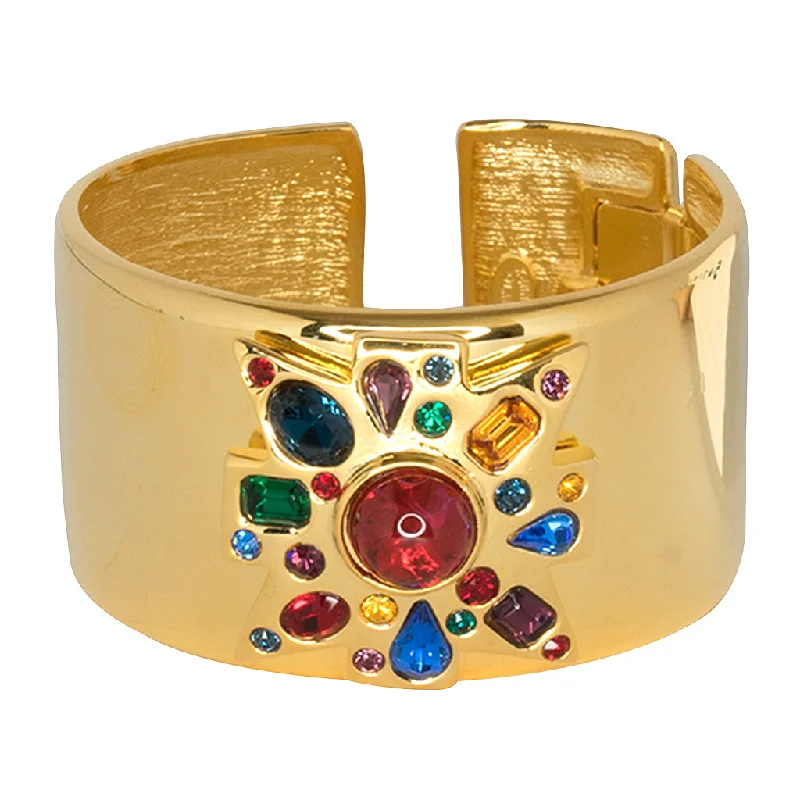 Plated silver bangles-Multicolored Maltese Cross Cuff