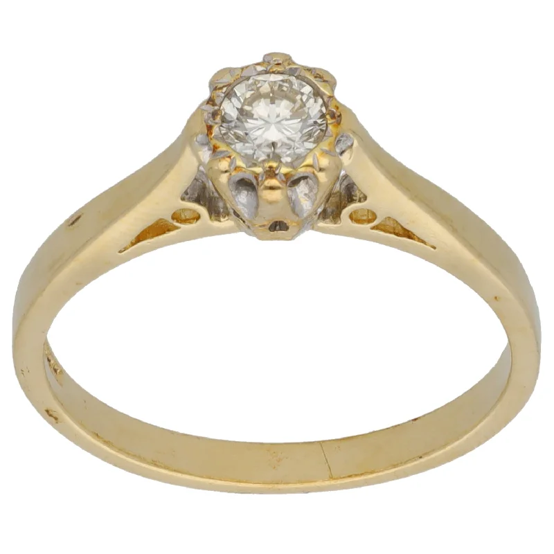 Hexagonal stone rings-9ct Gold 0.20ct Diamond Solitaire Ring Size L