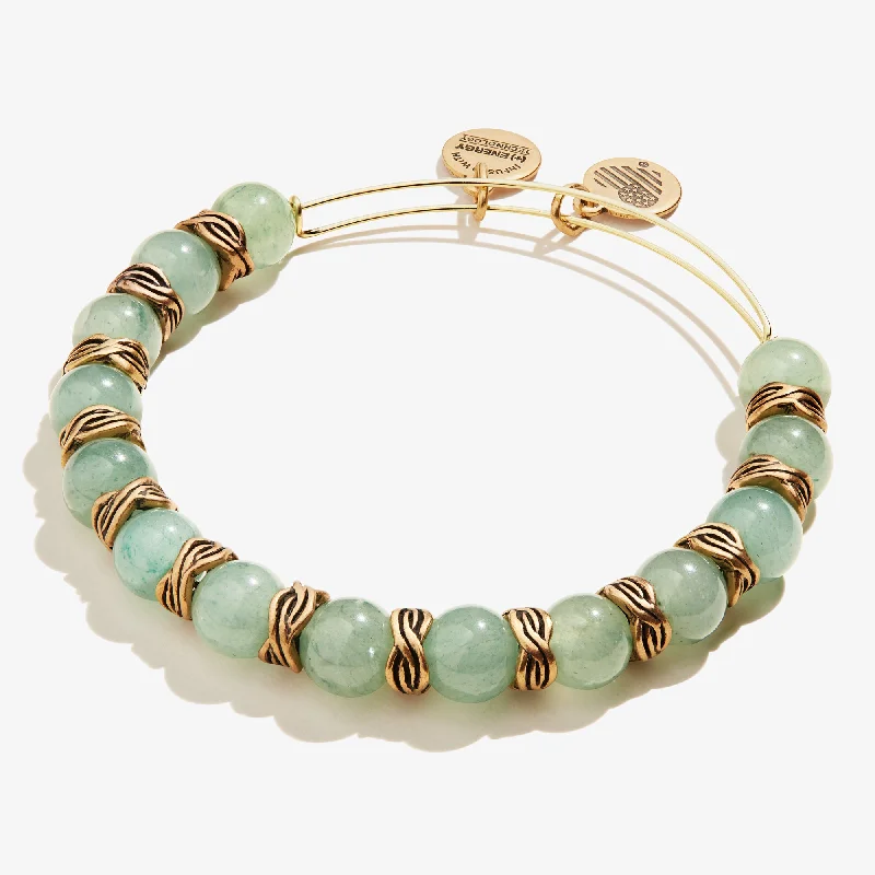 Polished metal bangles-Aventurine Beaded Bangle