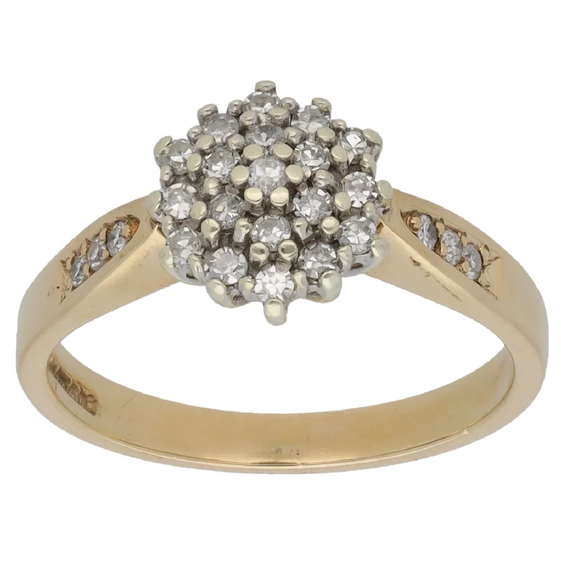 Stamped name rings-9ct Gold 0.25ct Diamond Cluster Ring Size K