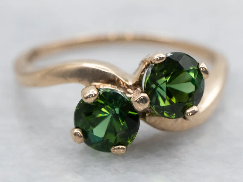 Stone stack rings-Green Tourmaline Bypass Ring