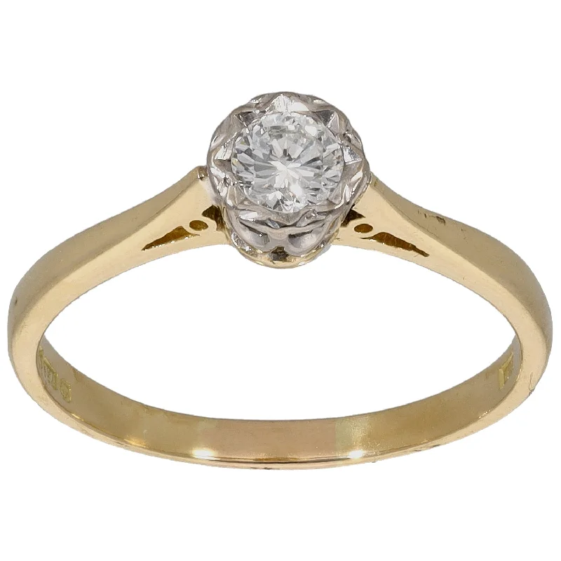 Open band rings-18ct Gold 0.25ct Diamond Solitaire Ring Size R