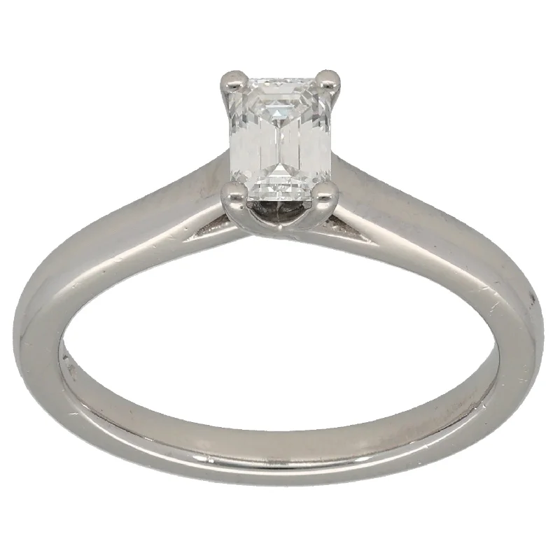 Retro deco rings-Platinum 0.55ct Diamond Solitaire Ring Size M