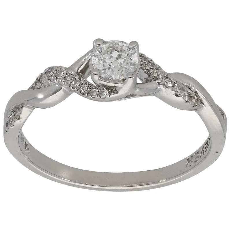 Thick gem rings-18ct White Gold 0.40ct Diamond Solitaire Ring With Accent Stones Size Q