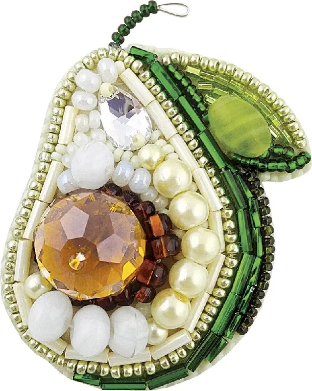 Retro lock brooches-BP-213C Beadwork kit for creating brooch Crystal Art "Avocado"