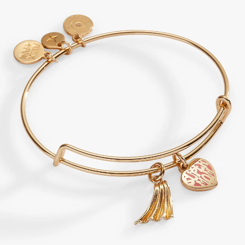 Oversized cuff bangles-“Super Mom” Duo-Charm Bangle