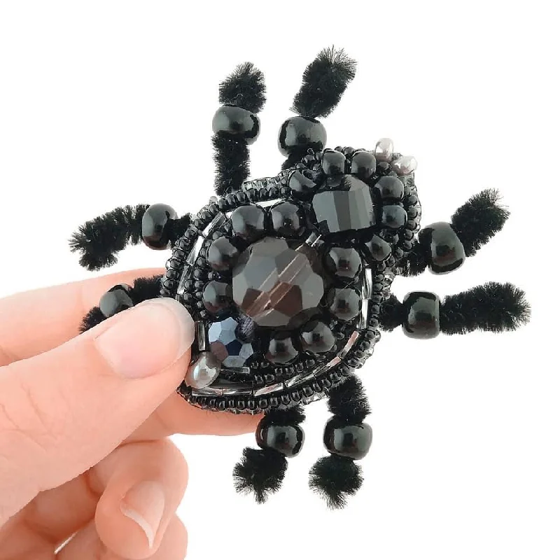 Smoky quartz brooches-BP-229C Beadwork kit for creating brooch Crystal Art "Spider"