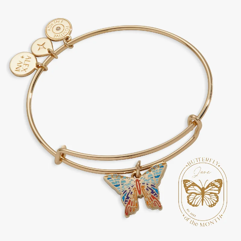 Mixed bead bangles-Chrysiridia Rhipheus Butterfly Charm Bangle