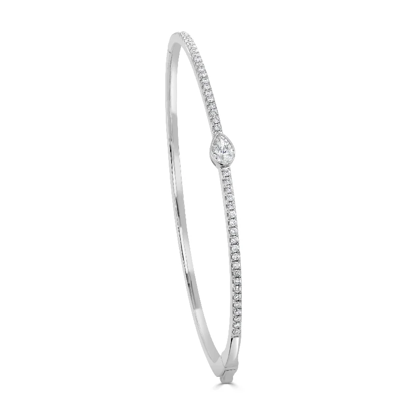 Satin finish bracelets-Joelle Collection Diamond Bangle Pear Shape 0.50ct. 14K Gold - White