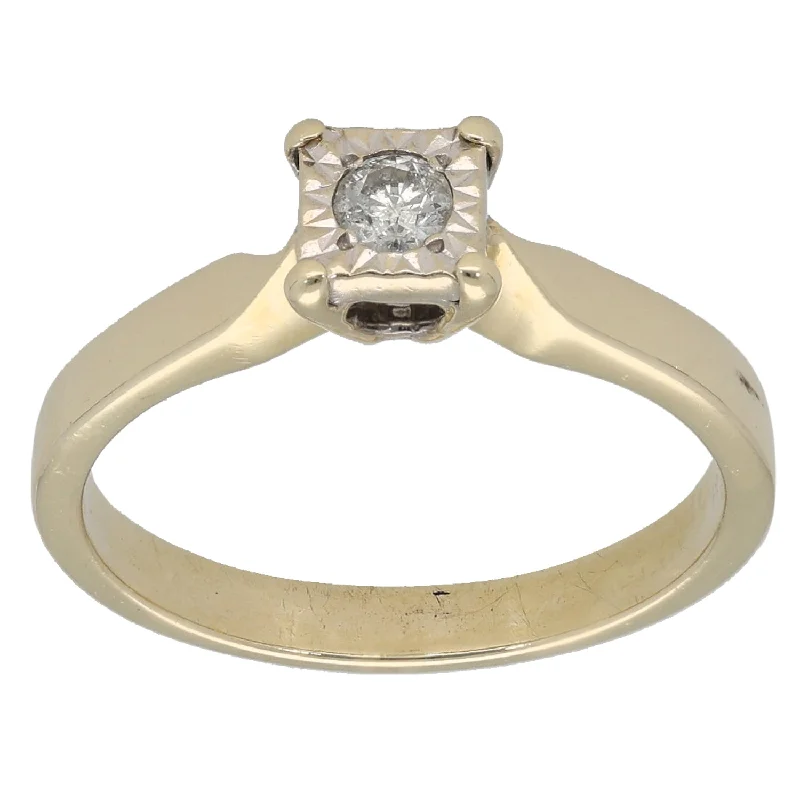 Flexible open rings-9ct Gold 0.10ct Diamond Solitaire Ring Size K