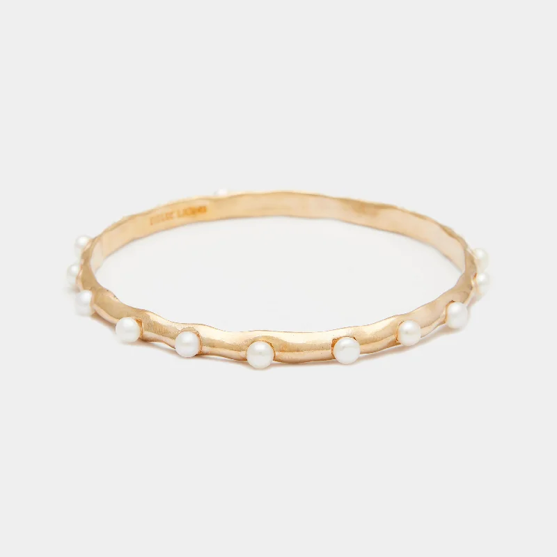 Retro deco bangles-Lulu Pearl Bangle in Gold