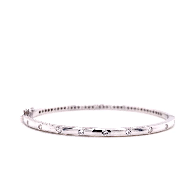 Sleek link bracelets-Embellished CZ Bangle