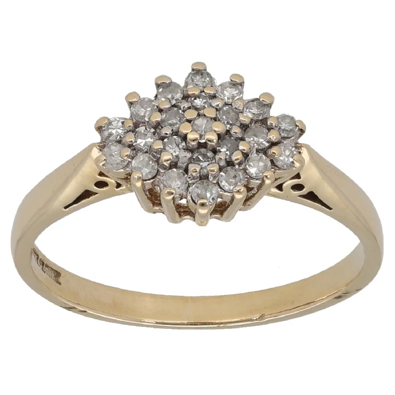 Artistic shape rings-9ct Gold 0.20ct Diamond Cluster Ring Size M