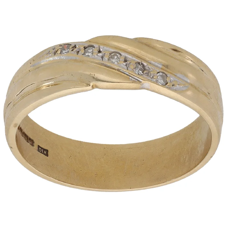 Rattan style rings-9ct Gold 0.025ct Diamond Alternative Ring Size O