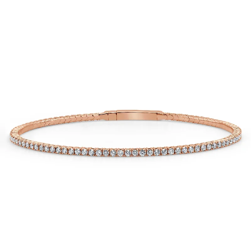 Elastic cord bracelets-Joelle Collection Diamond Eternity Flexible 1.50 ct Bangle 14K Gold - White