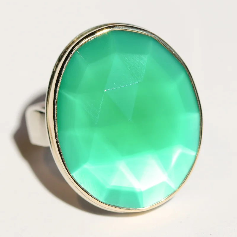 Oversized cocktail rings-Green Onyx Ring