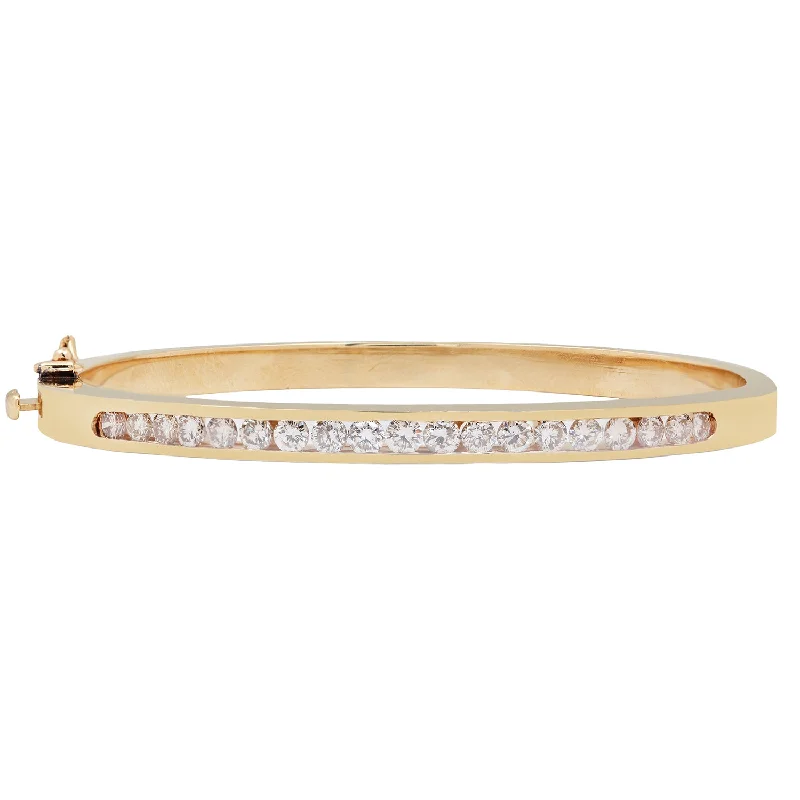 Retro deco bangles-Channel Set Round Diamond Bangle