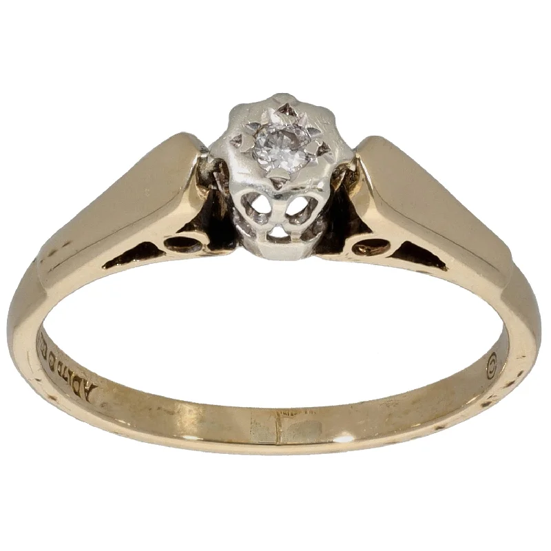 Dot design rings-9ct Gold 0.05ct Diamond Solitaire Ring Size L