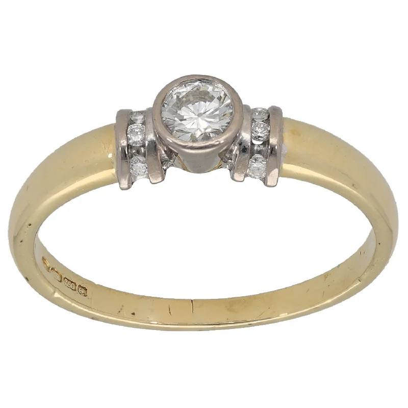 Horoscope birthstone rings-18ct Gold 0.28ct Diamond Solitaire Ring With Accent Stones Size P