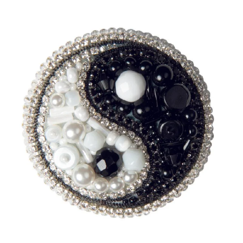 Bold gem brooches-BP-338C Beadwork kit for creating brooch Crystal Art "Yin Yang"