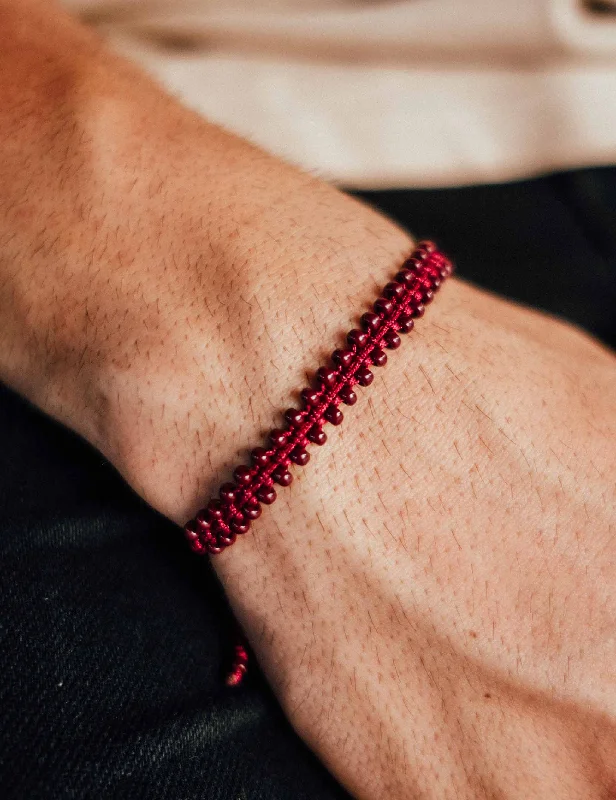 Beaded link bracelets-Ally Seed Bead Burgundy