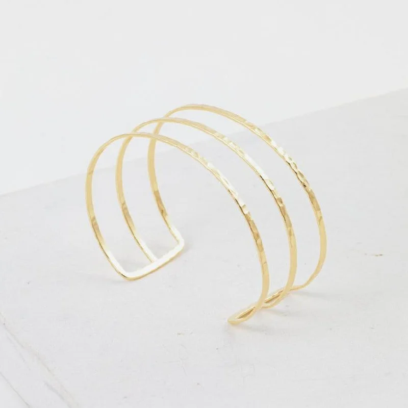 Dual-metal bracelets-Sayla Hammered Bangle