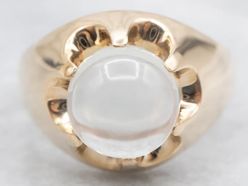 Sleek band rings-Men's Belcher Set Moonstone Statement Ring