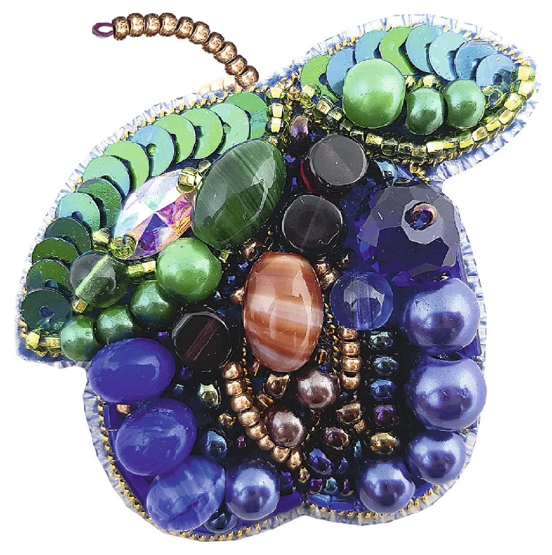 Vibrant enamel brooches-BP-277C Beadwork kit for creating brooch Crystal Art "Plum"